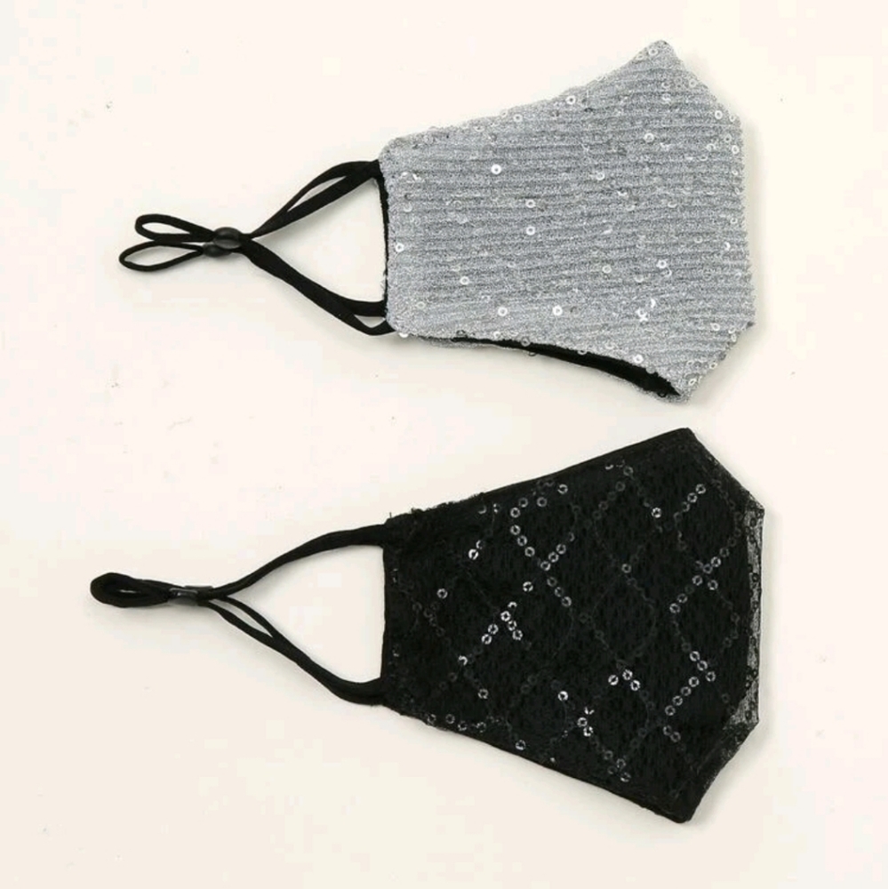 2pcs sequins  decor face mask